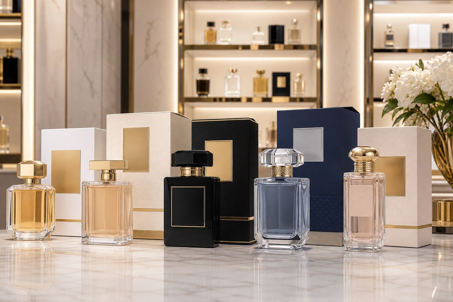 Designer perfume showroom packaging