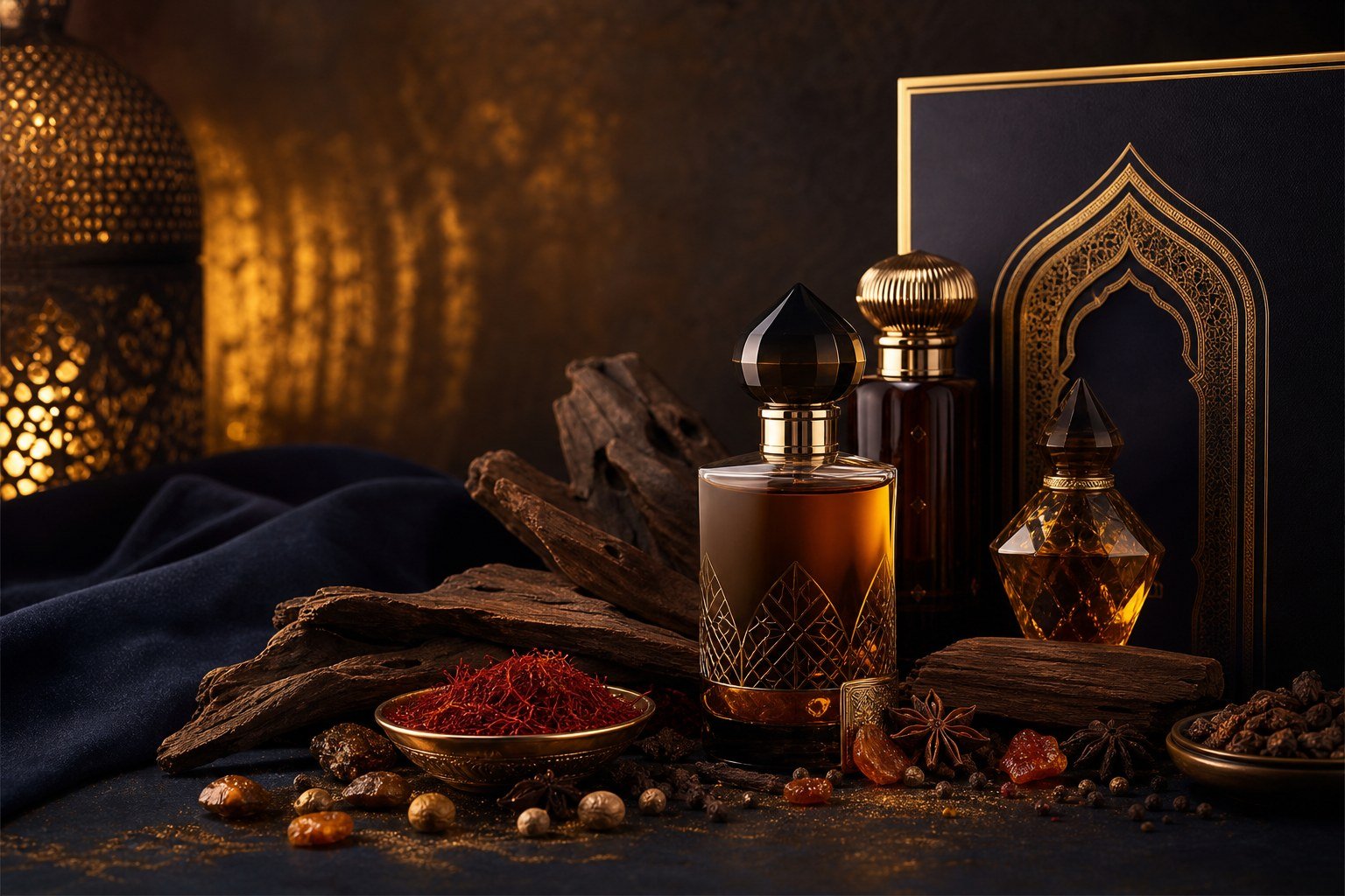 Oriental oud and amber perfume composition